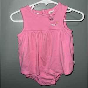 Small Wonders Pink Bodysuit with Floral Embroidery